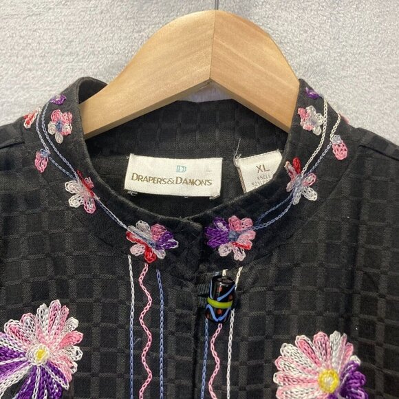 Drapers & Damons Embroidered Jacket Womens XL Asian Collar Floral Artsy Spring - Picture 9 of 16